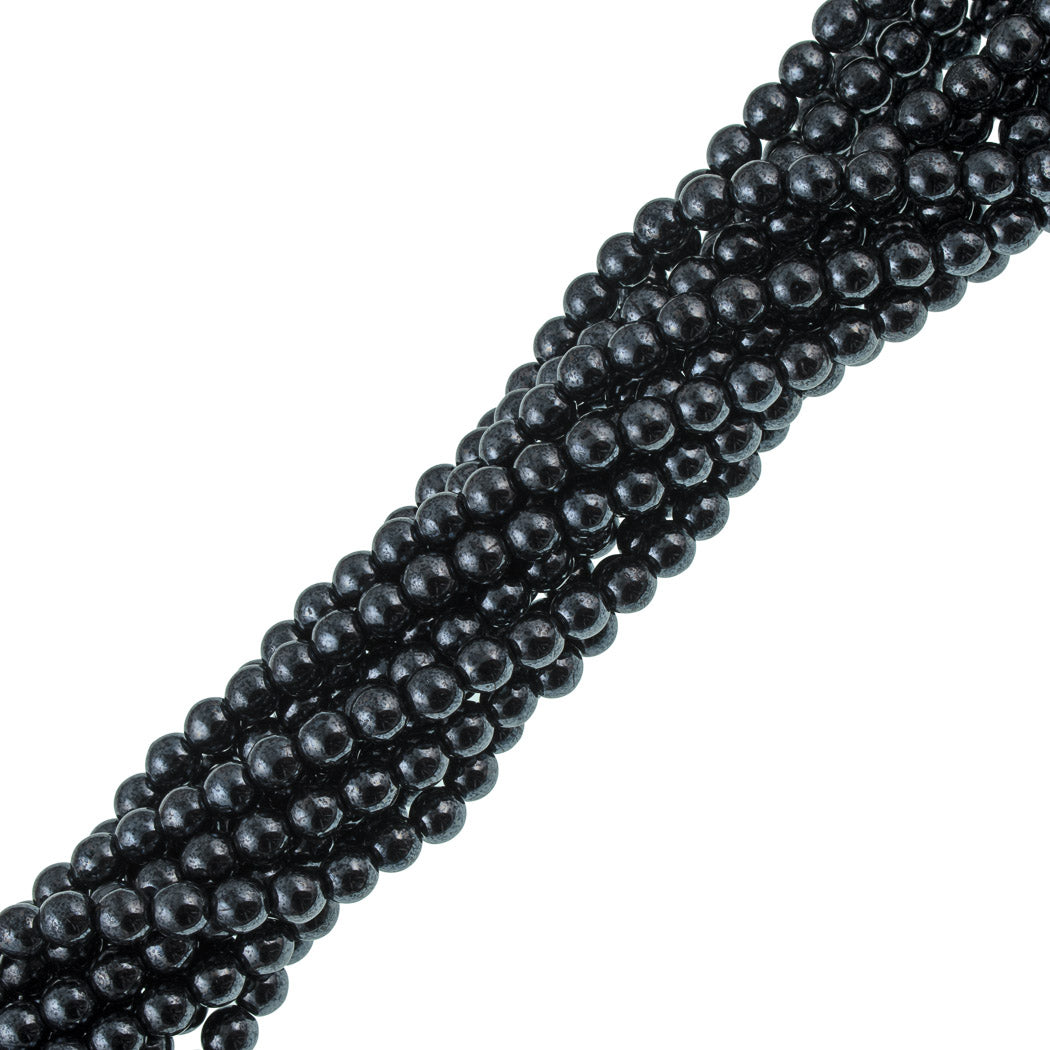 100 Czech 6mm Pressed Glass Round Beads Hematite (14400)