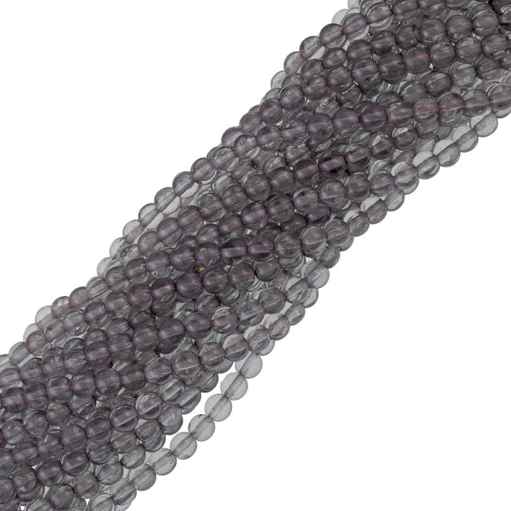 100 Czech 6mm Pressed Glass Round Beads Transparent Blue Luster (14464)