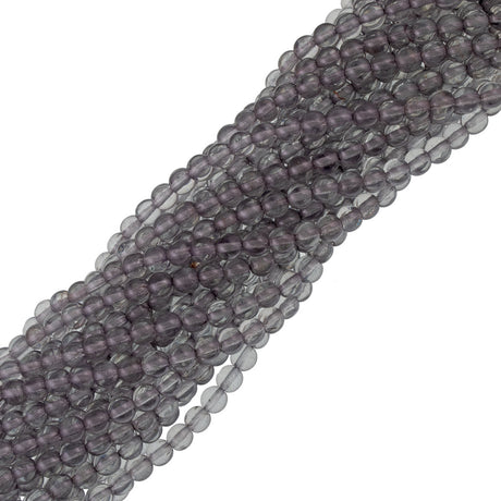 100 Czech 6mm Pressed Glass Round Beads Transparent Blue Luster (14464)