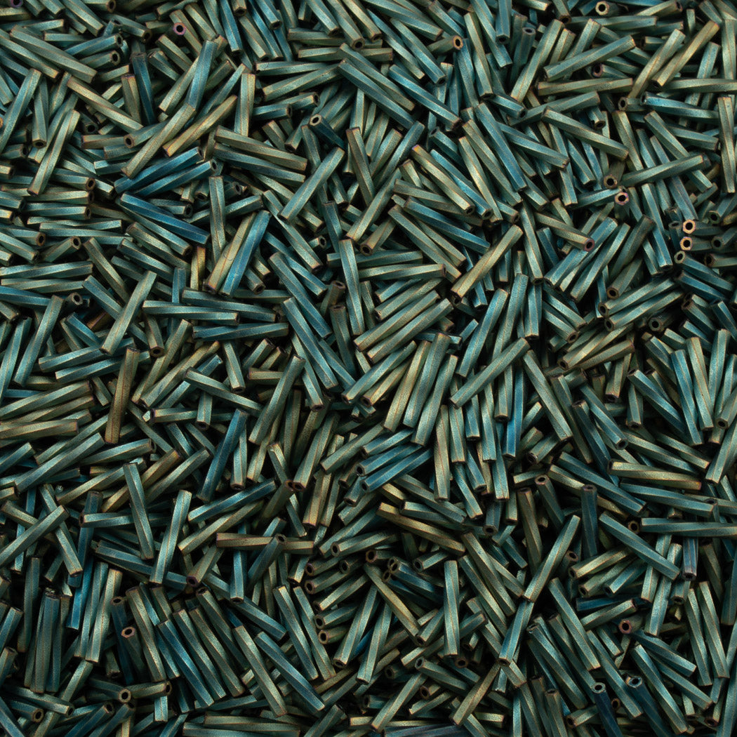 Miyuki 2x12mm Twisted Bugle Bead Matte Metallic Patina Iris (1256)