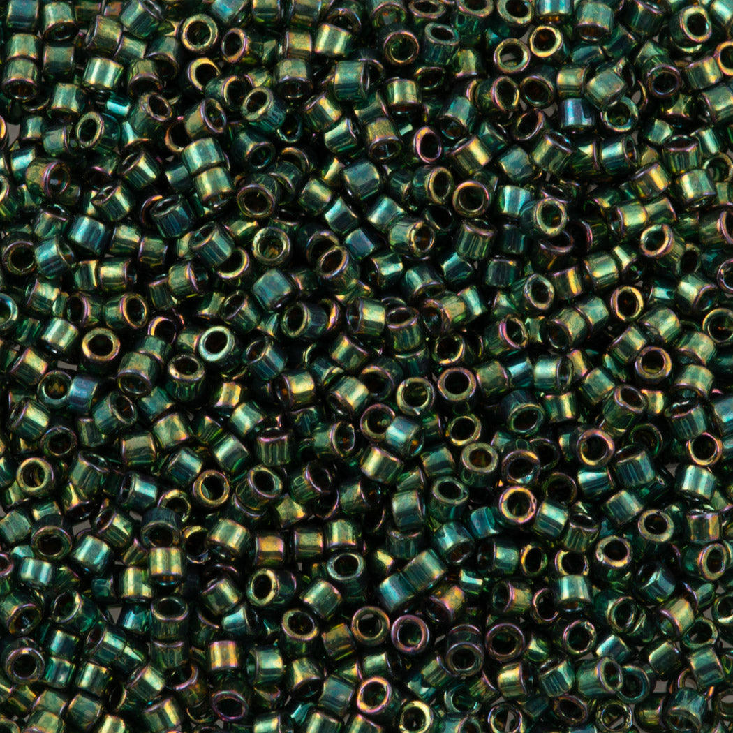 Miyuki Delica Seed Bead 11/0 Transparent Emerald Gold Luster AB DB125