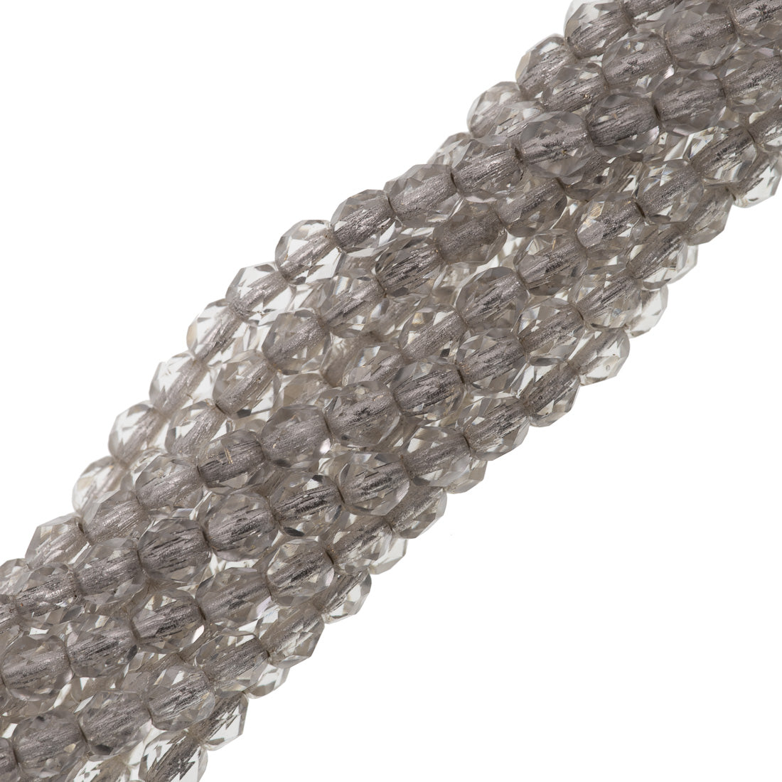 100 Czech Fire Polished 4mm Round Bead Silver Lined Crystal (00030SL)