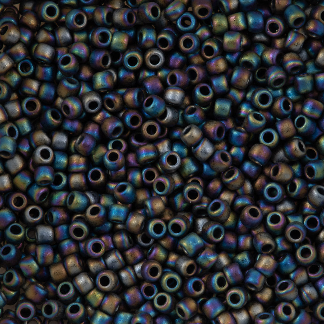 Toho Round Seed Bead 11/0 Semi-Glazed Jet AB (2642F)