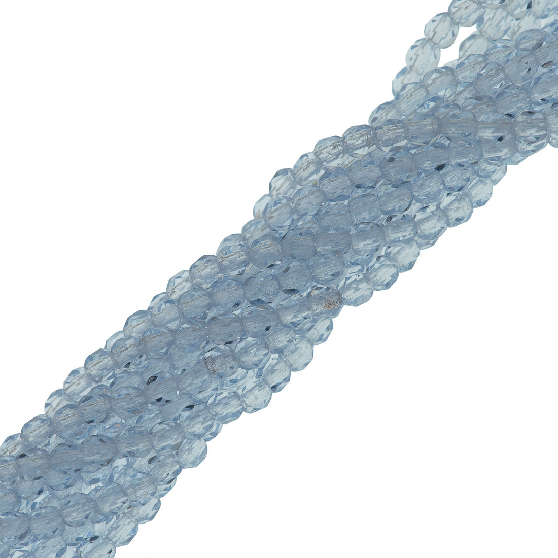 100 Czech Fire Polished 3mm Round Bead Blue Sky (30010)