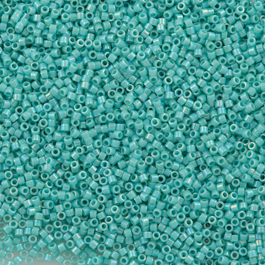 Miyuki Delica Seed Bead 11/0 Opaque Sea Green AB 2-inch Tube DB1576