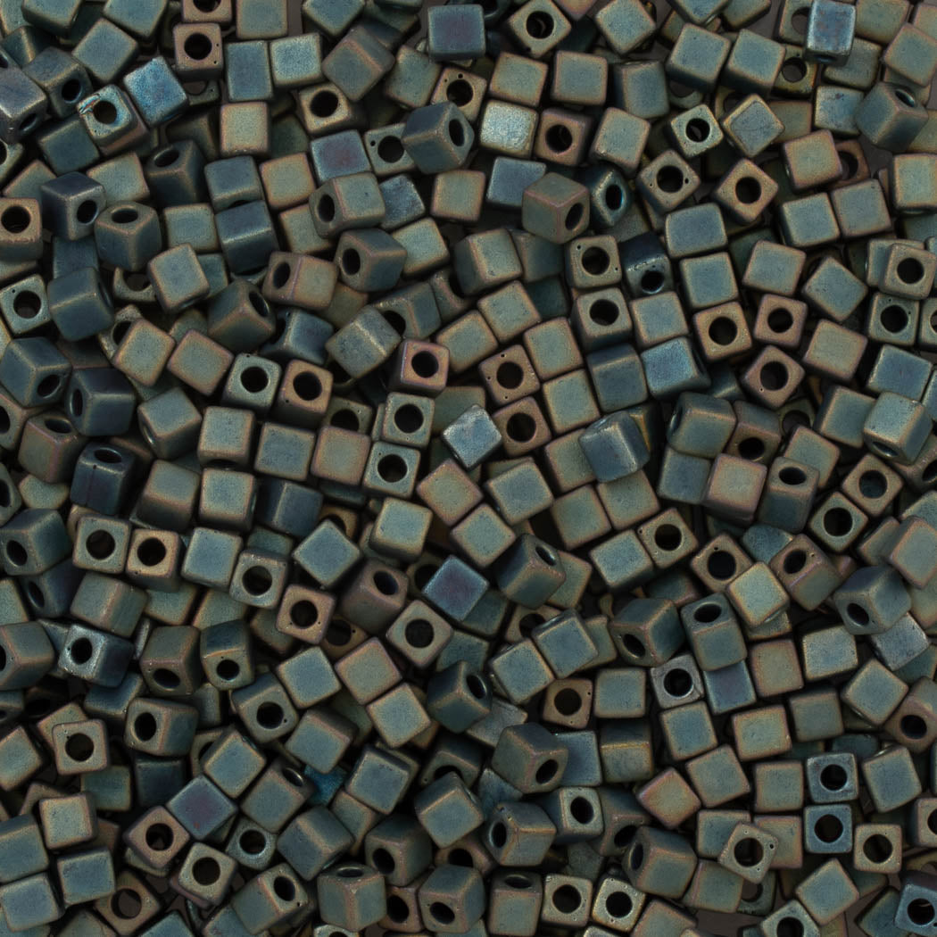 Miyuki 3mm Cube Seed Bead Matte Metallic Patina 10g (2008)
