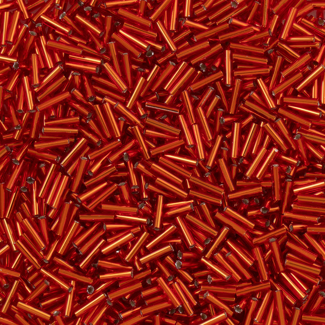 Miyuki 6mm Bugle Bead Silver Lined Red (10)