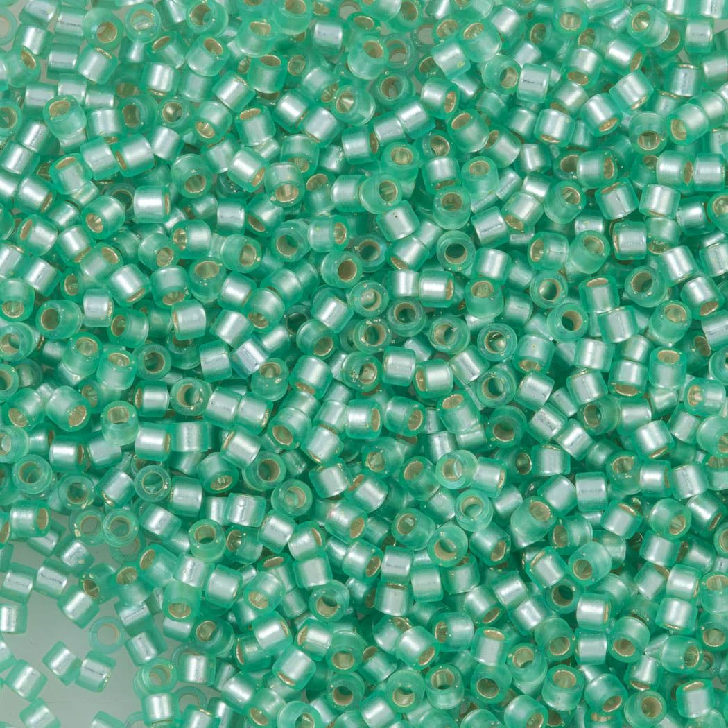 25G Miyuki Delica Seed Bead 11/0 Silver Lined Dyed Mint Green DB691