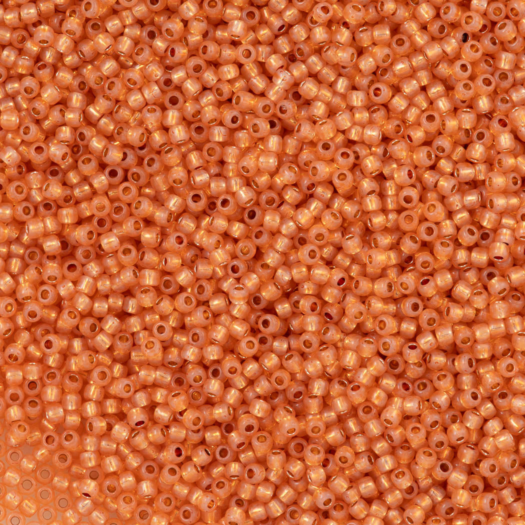 50g Toho Round Seed Bead 8/0 PermaFinish Silver Lined Milky Grapefruit (2112PF)