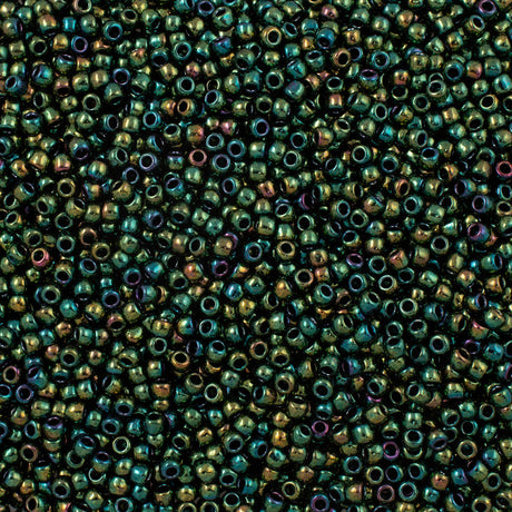 50g Toho Round Seed Beads 6/0 Higher Metallic Green Iris (507)