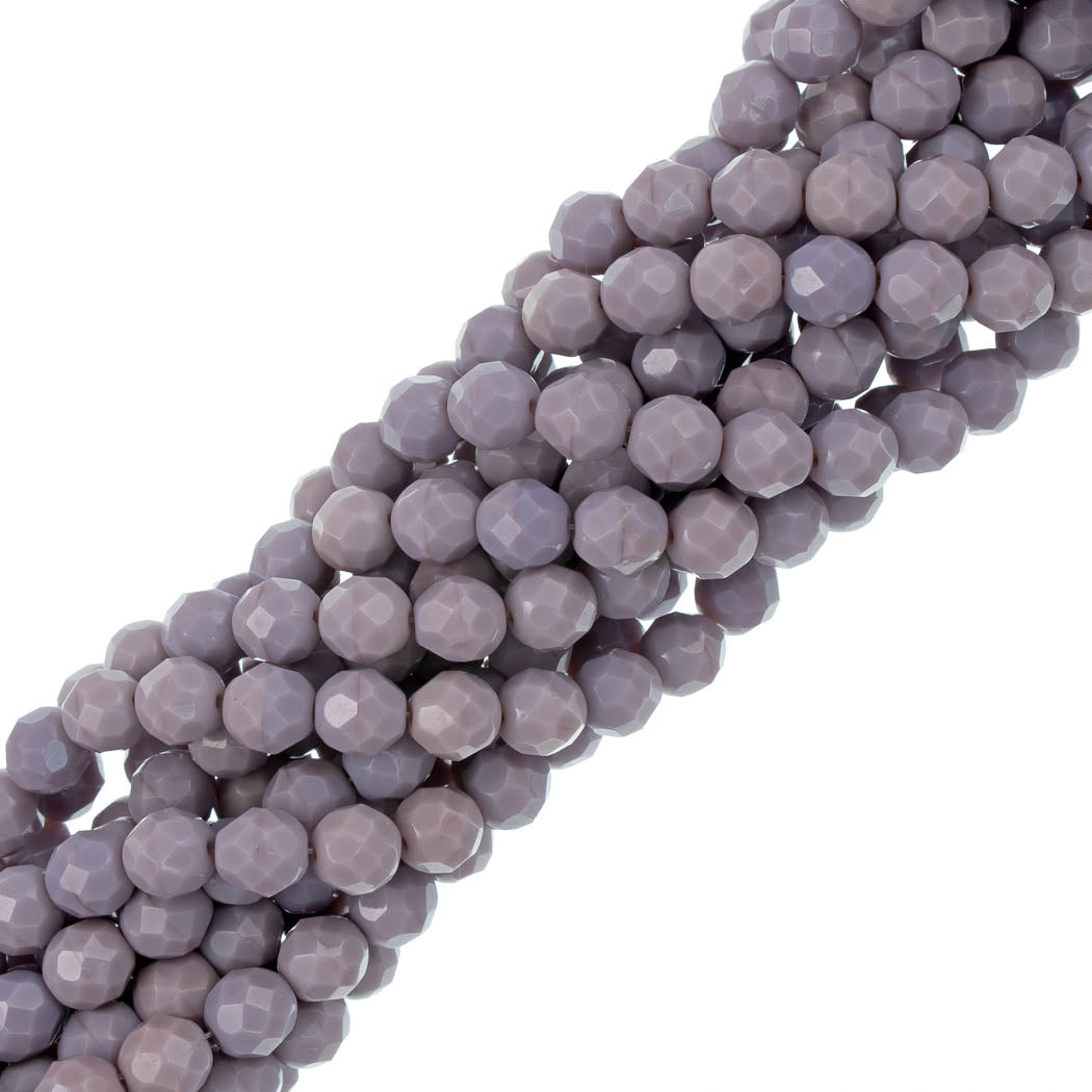 50 Czech Fire Polished 8mm Round Bead Opaque Amethyst (23020)
