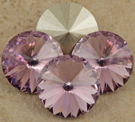 Four TRUE CRYSTAL 12mm Rivoli Light Amethyst (212)