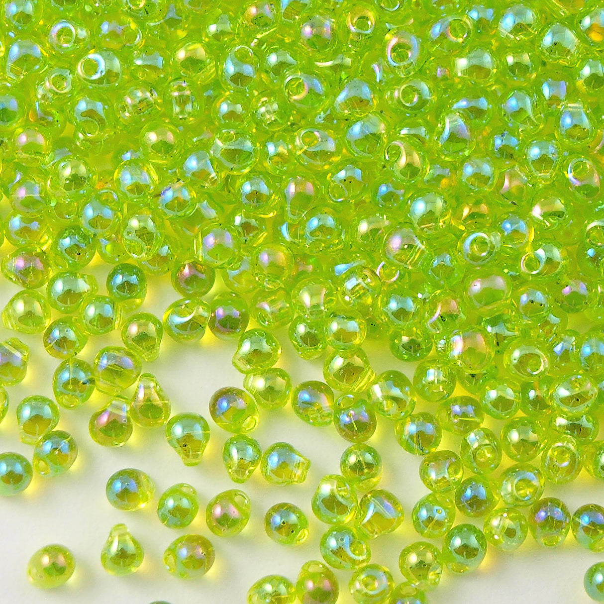 Tiny Miyuki Drop Seed Bead Transparent Lime AB 9g Tube (258)