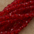 100 Czech Fire Polished 3mm Round Bead Siam Ruby (90080)