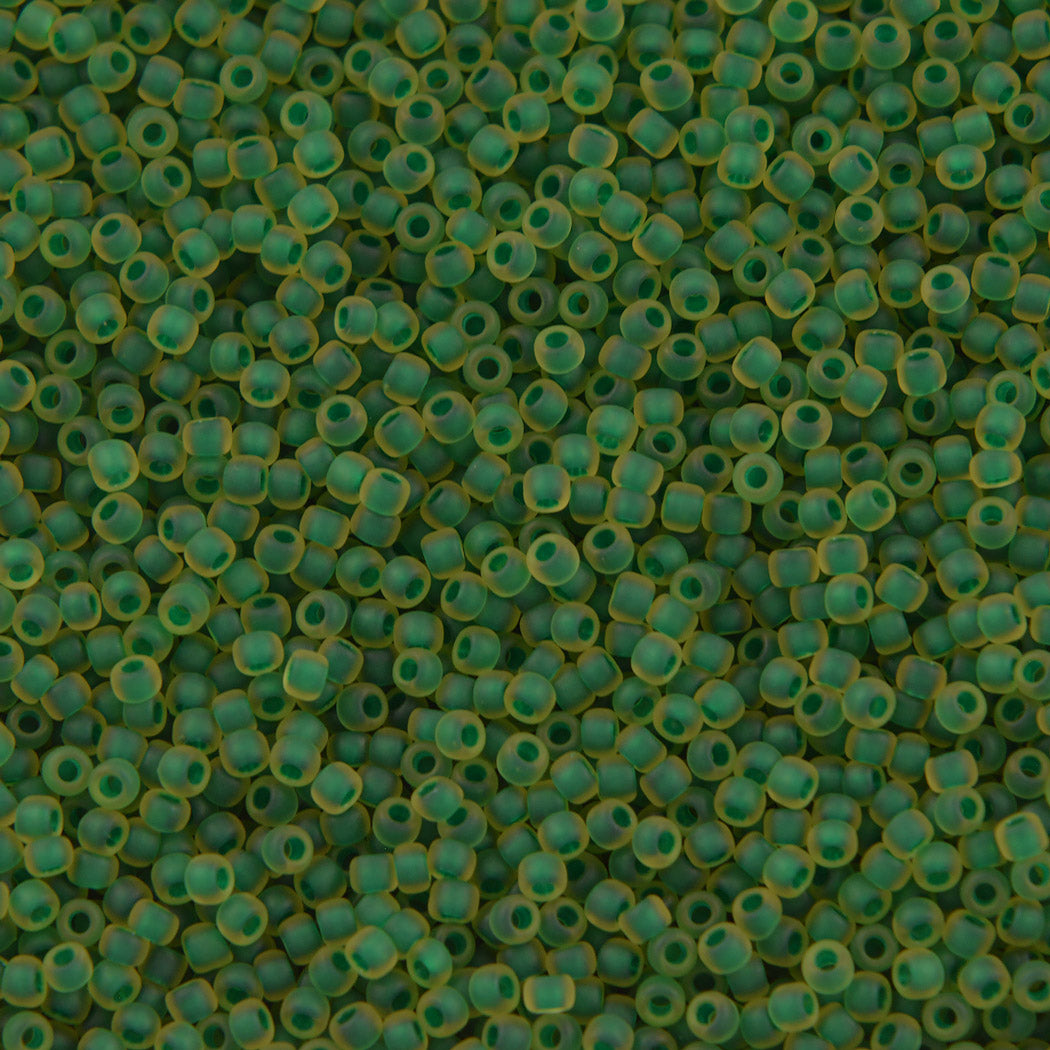 Toho Round Seed Bead 11/0 Matte Inside Color Lined Jonquil Emerald (242F)