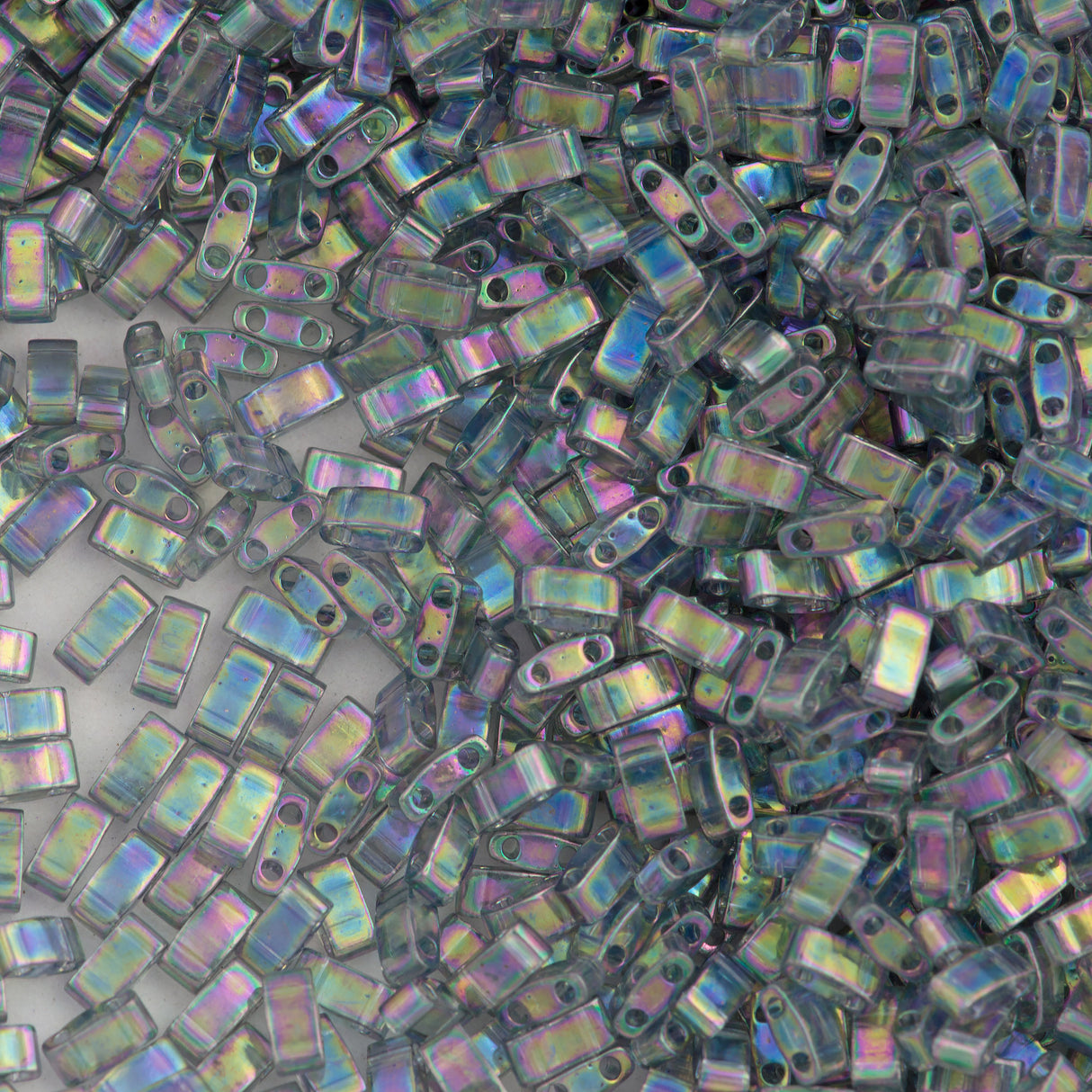 Miyuki Half Tila Seed Bead Transparent Dark Gray Luster AB 7.5g Tube (2440D)
