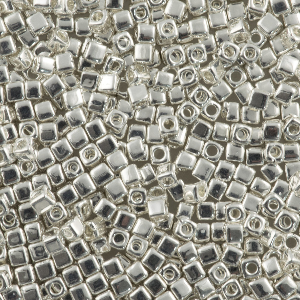 Miyuki 1.8mm Cube Seed Bead Bright Sterling Silver Plated 8g Tube (961)