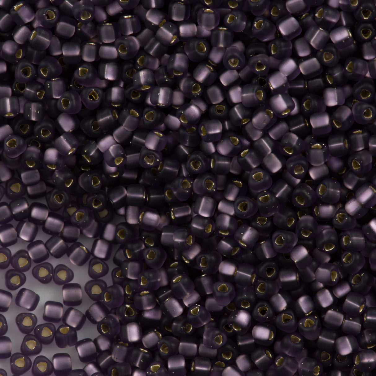 Miyuki Triangle Seed Bead 10/0 Matte Silver Lined Lavender 15g (24F)