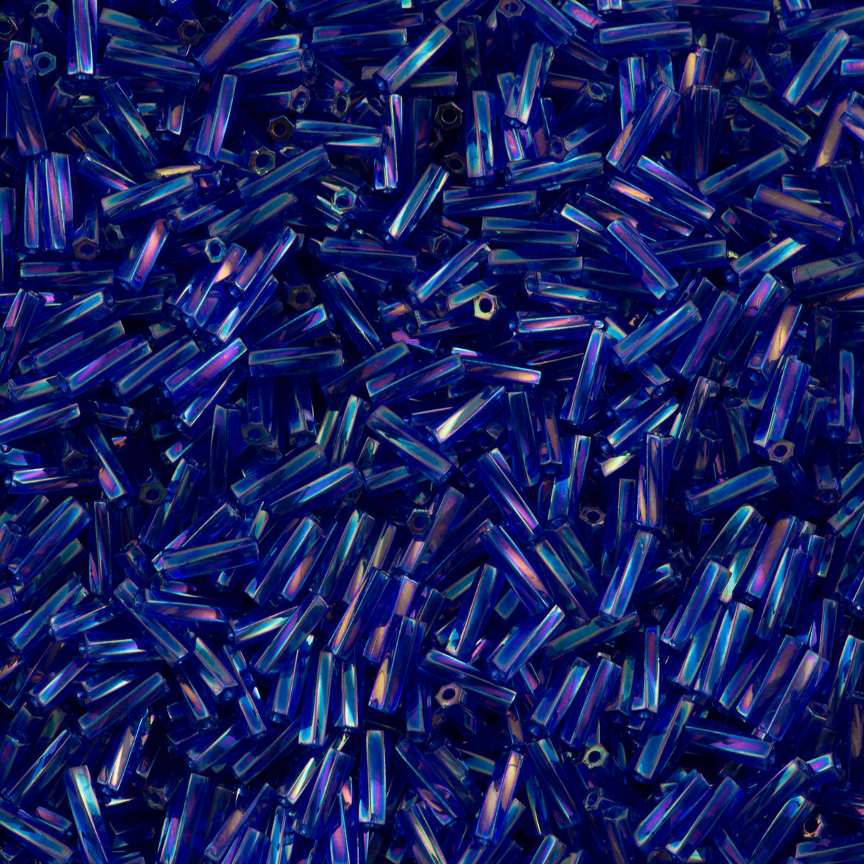 Miyuki 2x6mm Twisted Bugle Bead Transparent Cobalt Blue AB 25g (177)