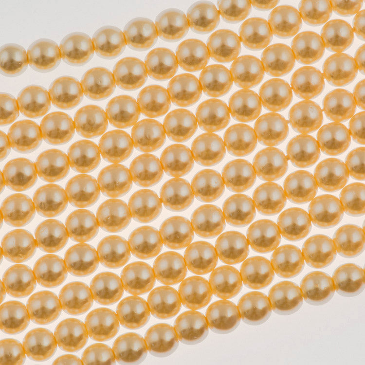 100 Czech 4mm Round Vanilla Glass Pearl Coat Beads