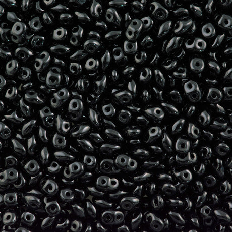 Super Duo 2x5mm Two Hole Beads Jet Black 22g Tube (23980)