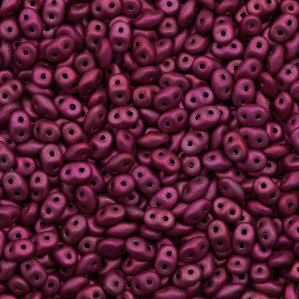 Super Duo 2x5mm Two Hole Beads Metalust Matte Hot Pink 22g Tube (24307)