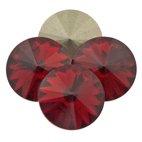Four TRUE CRYSTAL 12mm Rivoli Scarlet (276)