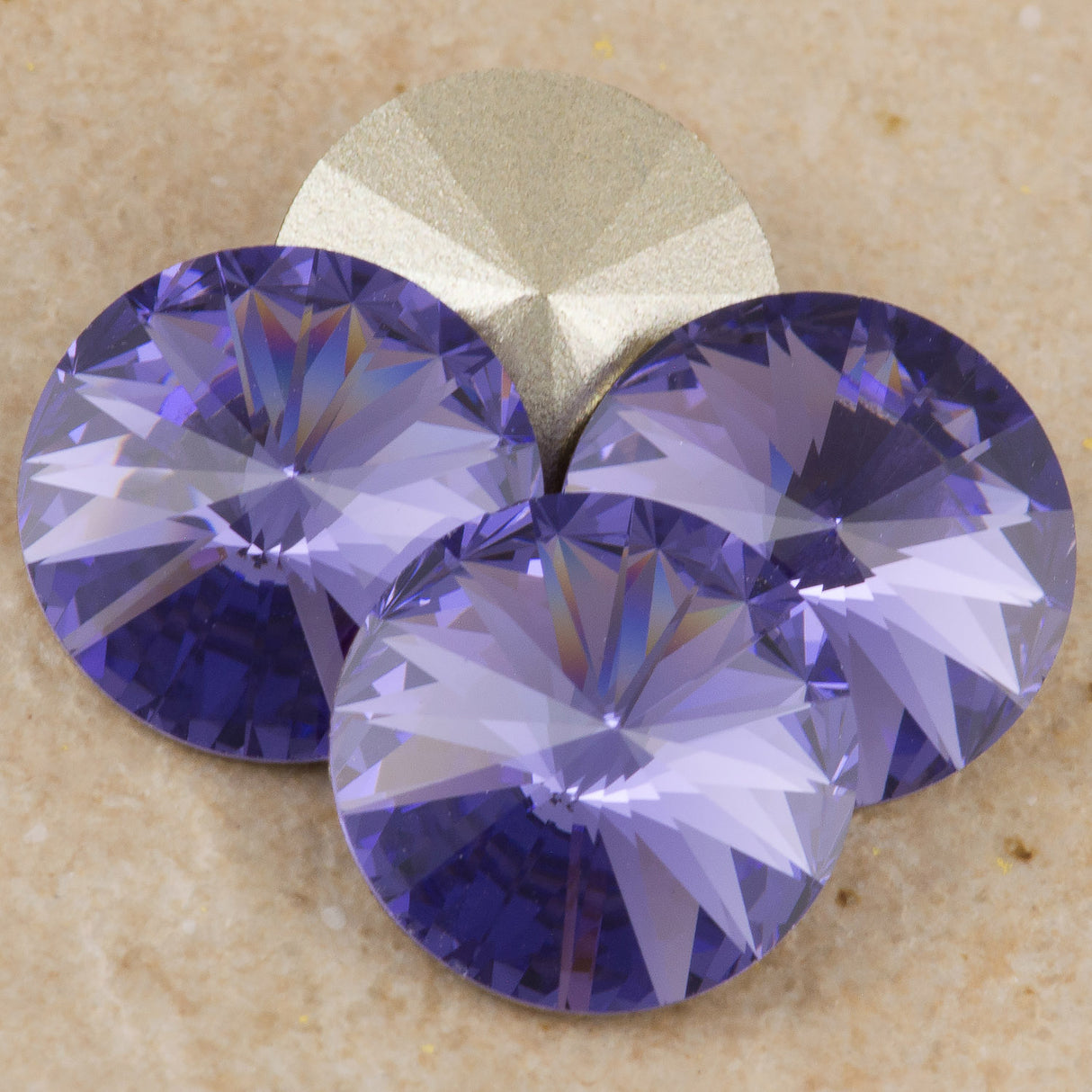 Four TRUE CRYSTAL 14mm Rivoli Tanzanite (539)