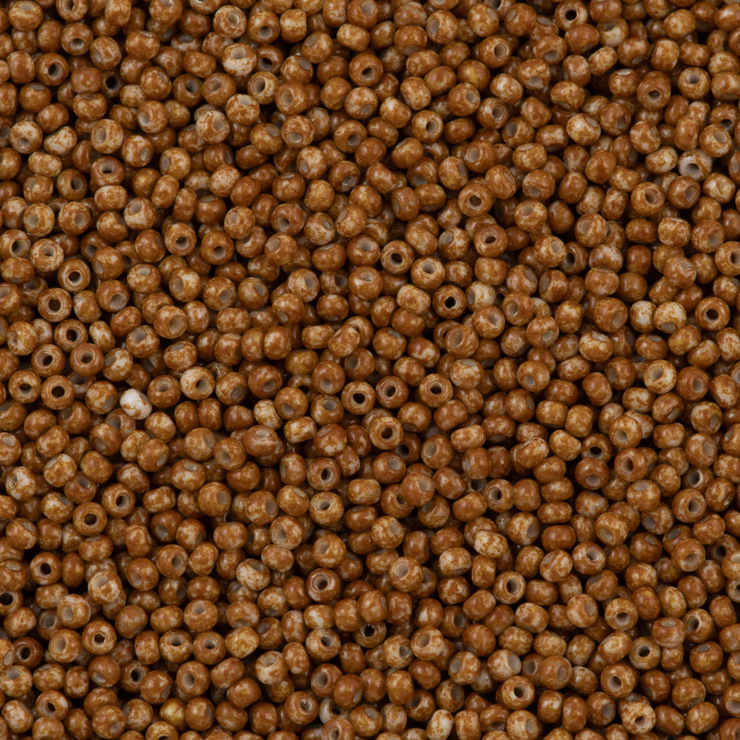 Czech Seed Bead 8/0 Opaque Travertine on White 2-inch Tube (66209)