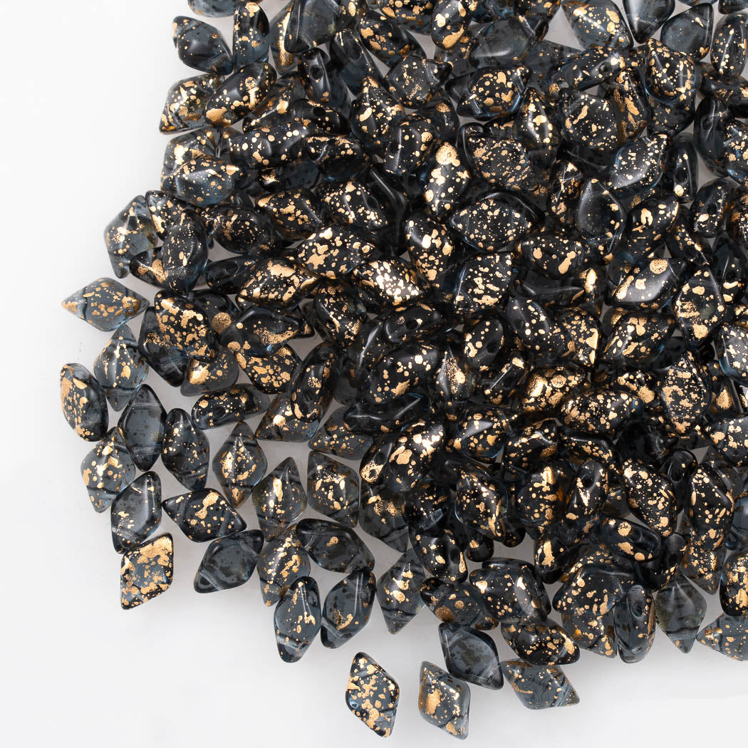 Gemduo Bead 8x5mm Gold Splash Montana 2-Inch Tube (30330GSP)