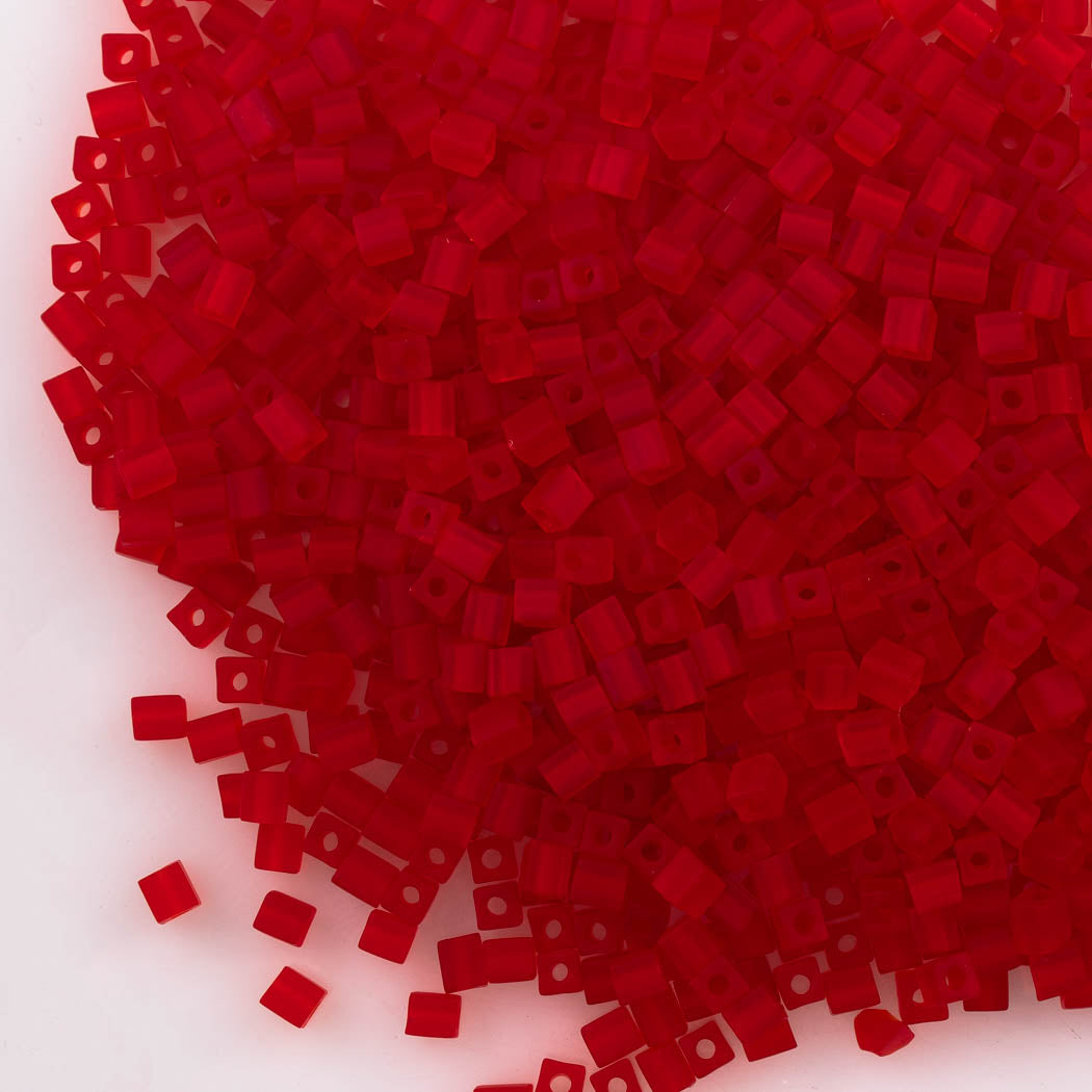 Miyuki 4mm Cube Seed Bead Matte Red 10g (140F)