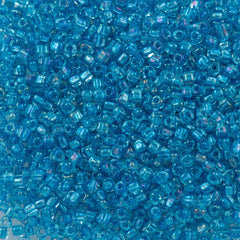 Miyuki Triangle Seed Bead 10/0 Sparkle Blue Lined Aqua AB 24g Tube (1823)