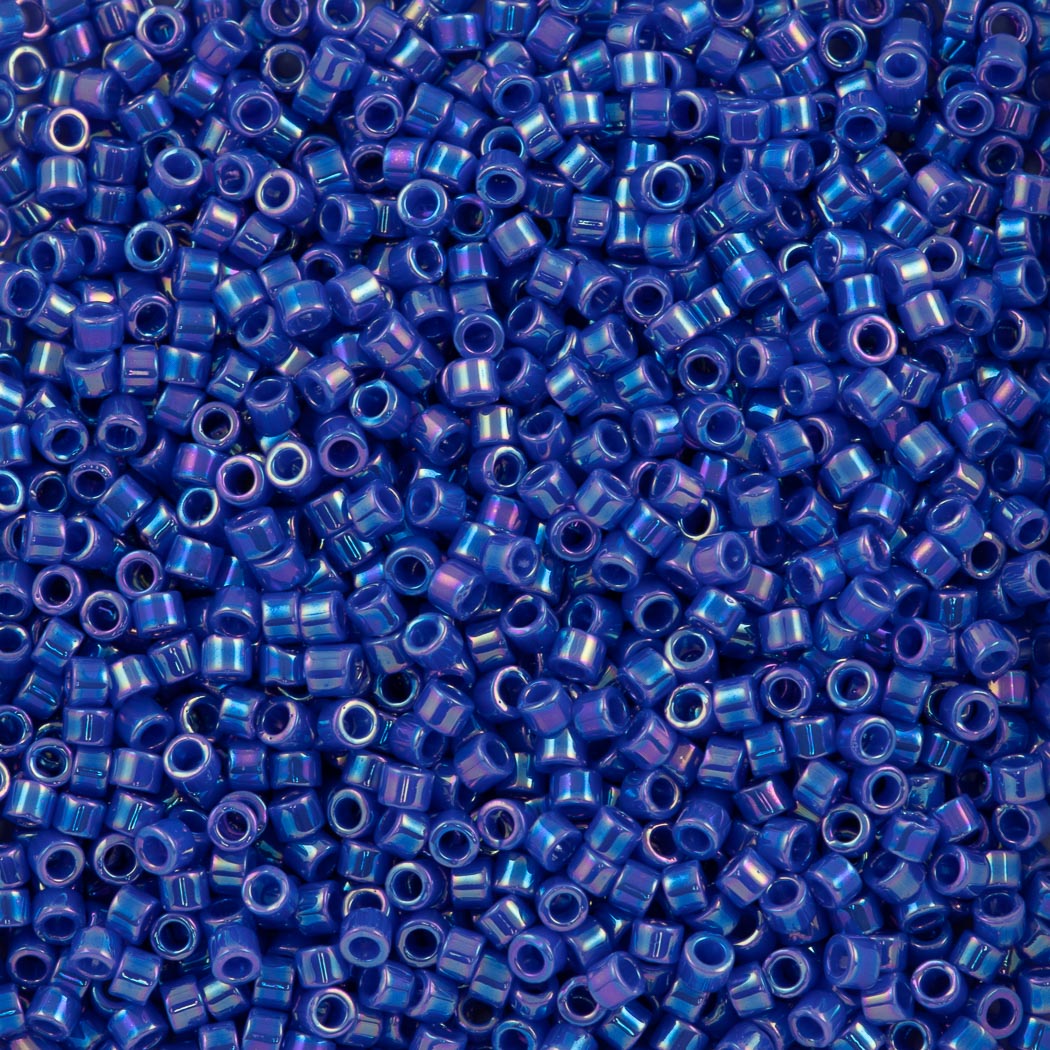 Miyuki Delica Seed Bead 15/0 Opaque Star Spangled Blue AB 2-inch Tube DBS1578