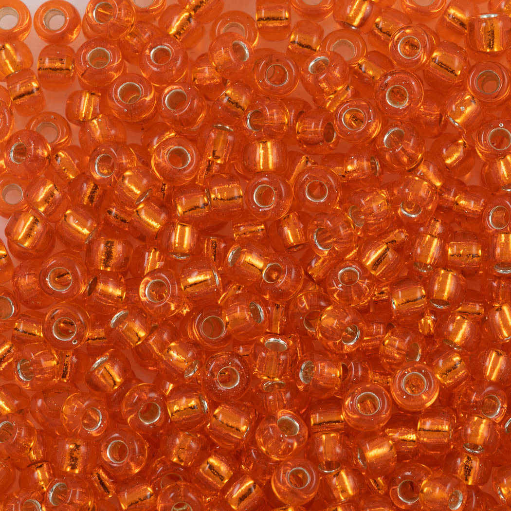 Miyuki Round Seed Bead 6/0 Silver Lined Orange (138S)