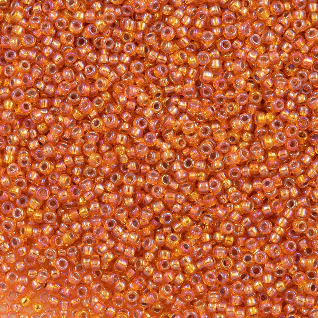 Miyuki Round Seed Beads 8/0 Silver Lined Orange AB (1008)