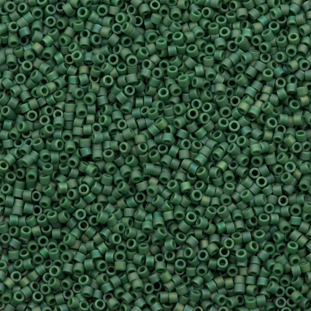 Miyuki Delica Seed Bead 11/0 Matte Opaque Glazed Turtle Green AB 2-inch Tube DB2311