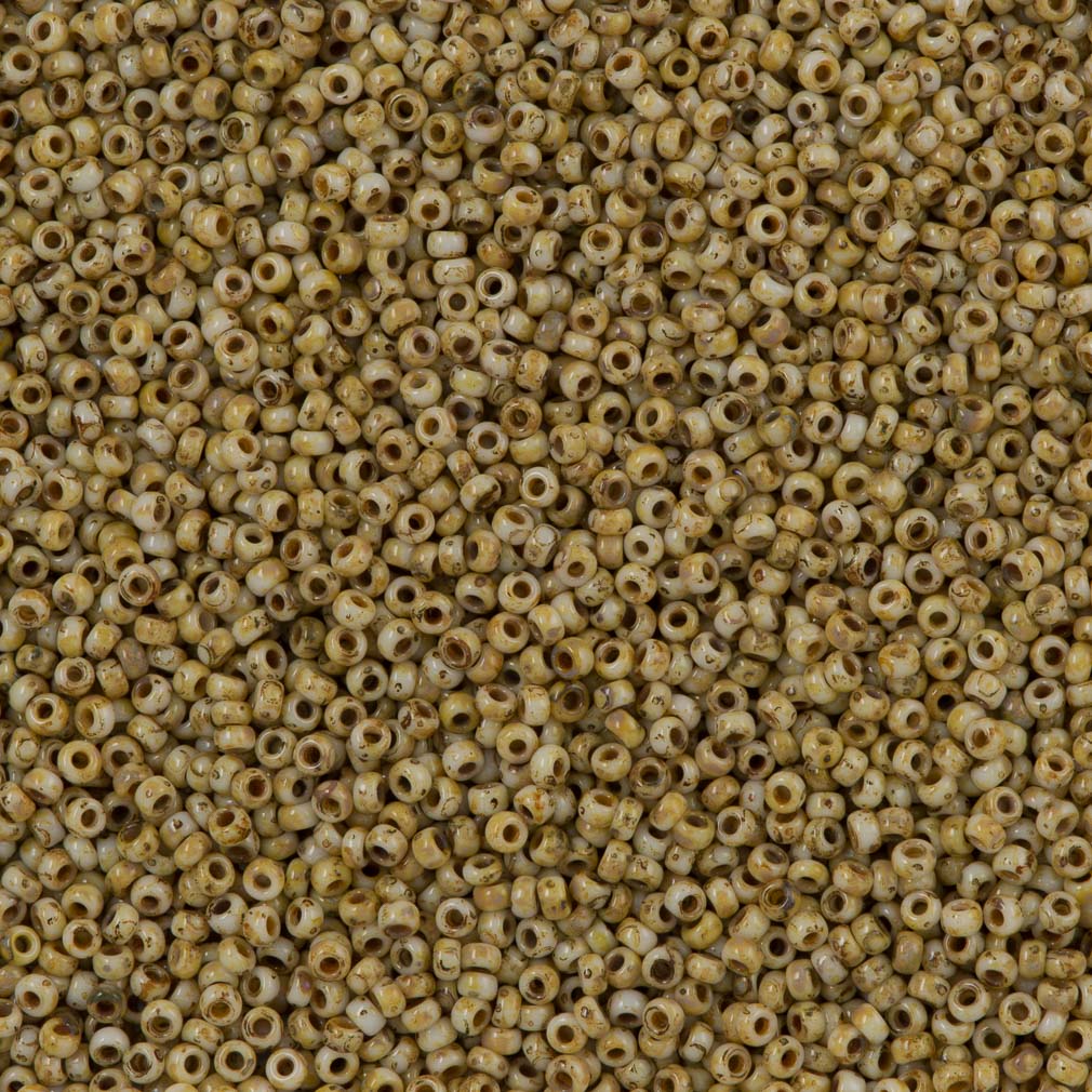 50g Miyuki Round Seed Bead 11/0 Opaque Canary Yellow Picasso (4512)