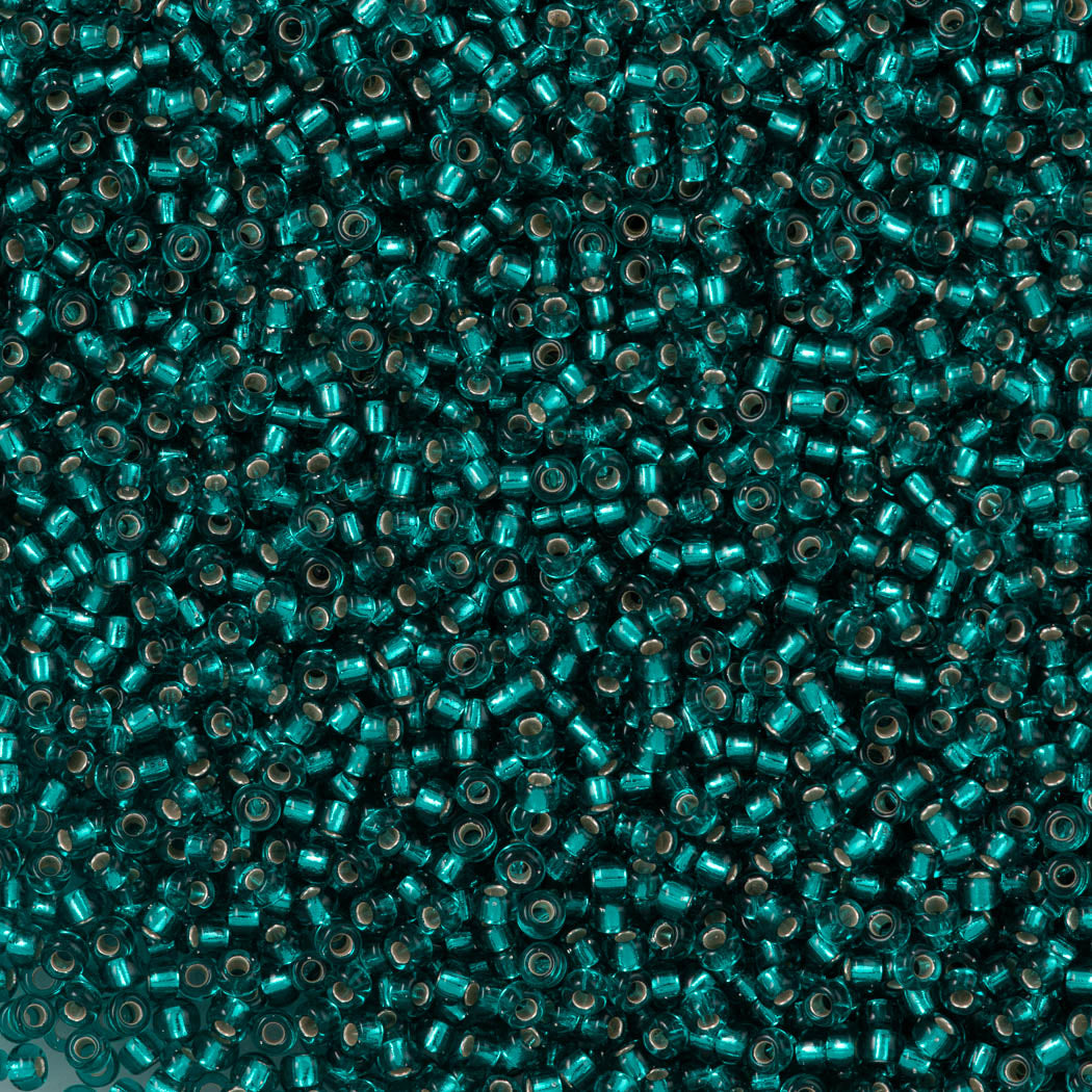 Miyuki Round Seed Bead 15/0 Silver Lined Teal 2-inch Tube (2425)