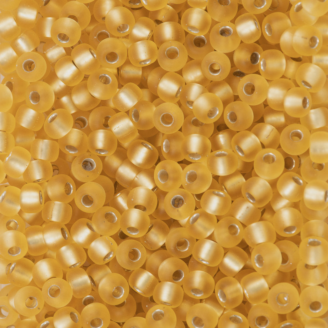 Miyuki Round Seed Beads 5/0 Matte Silver Lined Topaz 20g Tube (3f)