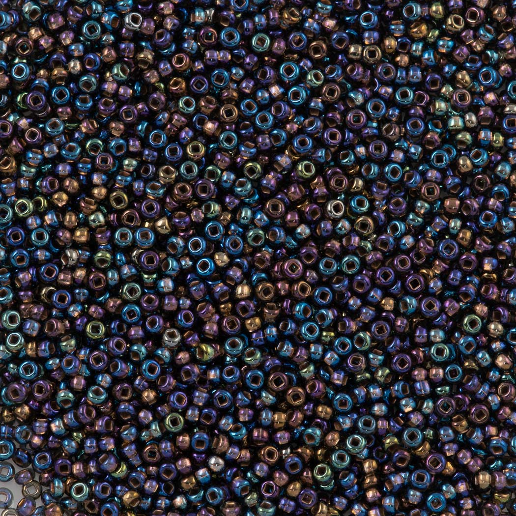 Czech Seed Bead 11/0 Copper Lined Black Rainbow (49019)