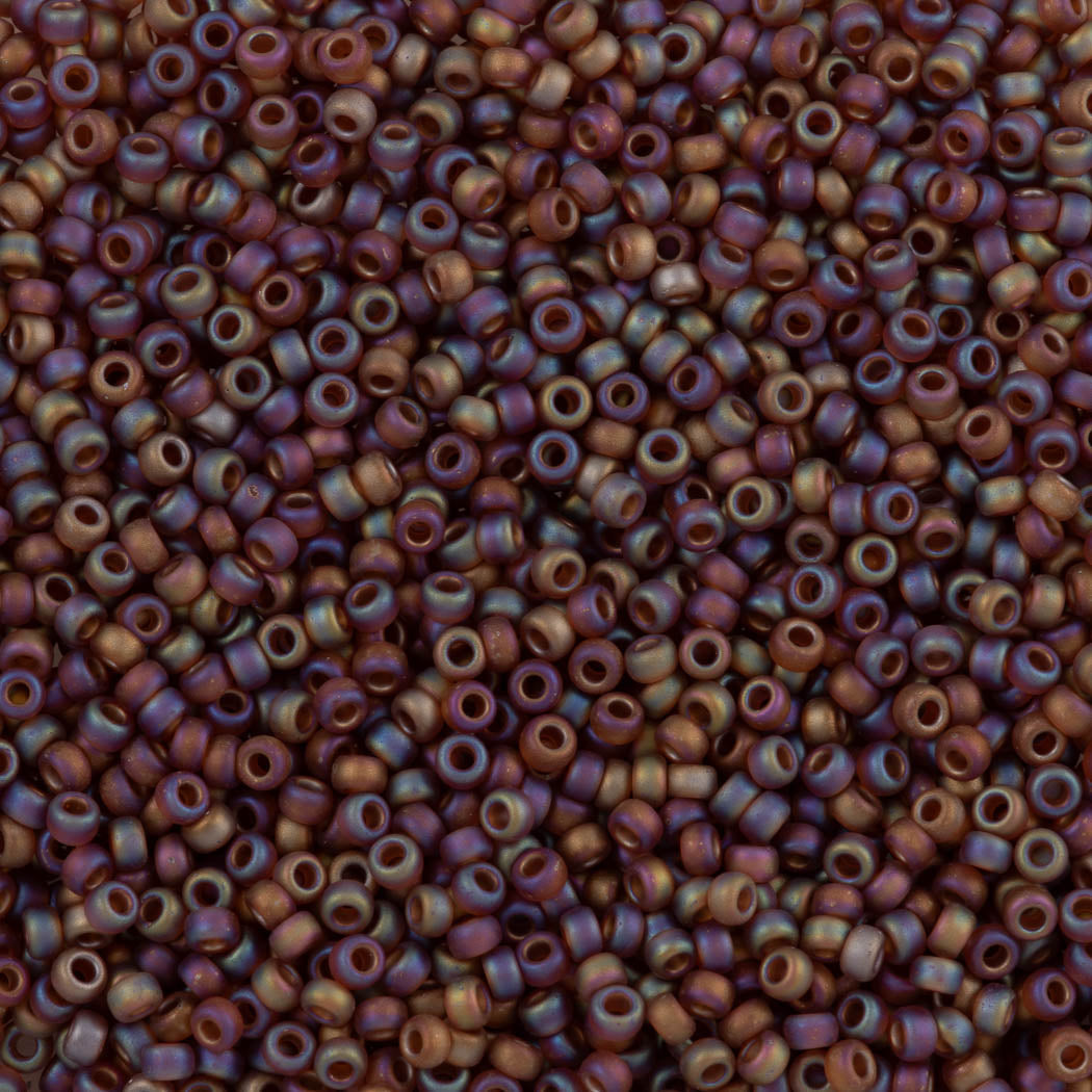 Miyuki Round Seed Bead 11/0 Matte Transparent Dark Amber AB (134FR)