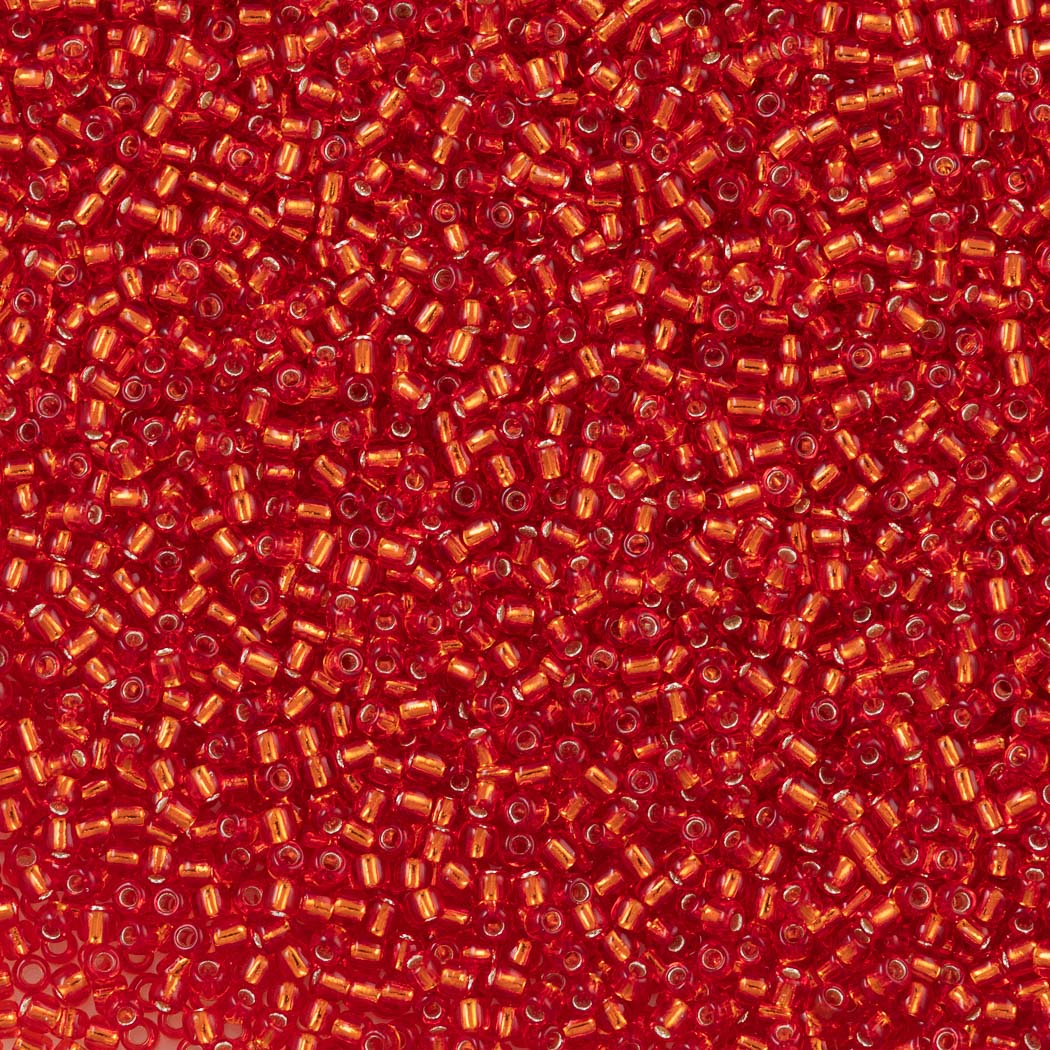 50g Toho Round Seed Beads 11/0 Silver Lined Ruby (25B)