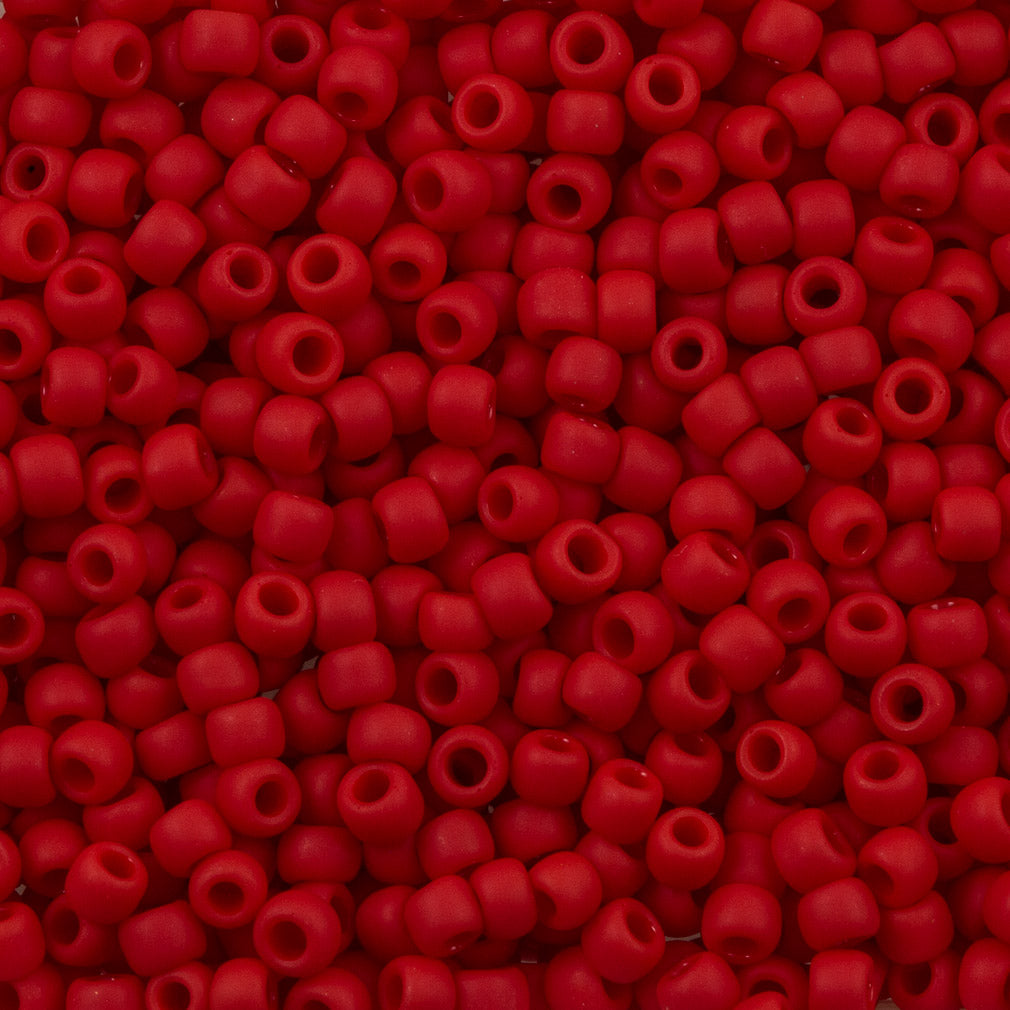 50g Toho Round Seed Bead 11/0 Opaque Matte Orange Red (45AF)