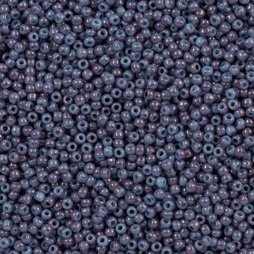 50g Toho Round Seed Bead 8/0 Marbled Opaque Light Blue Amethyst (1204)