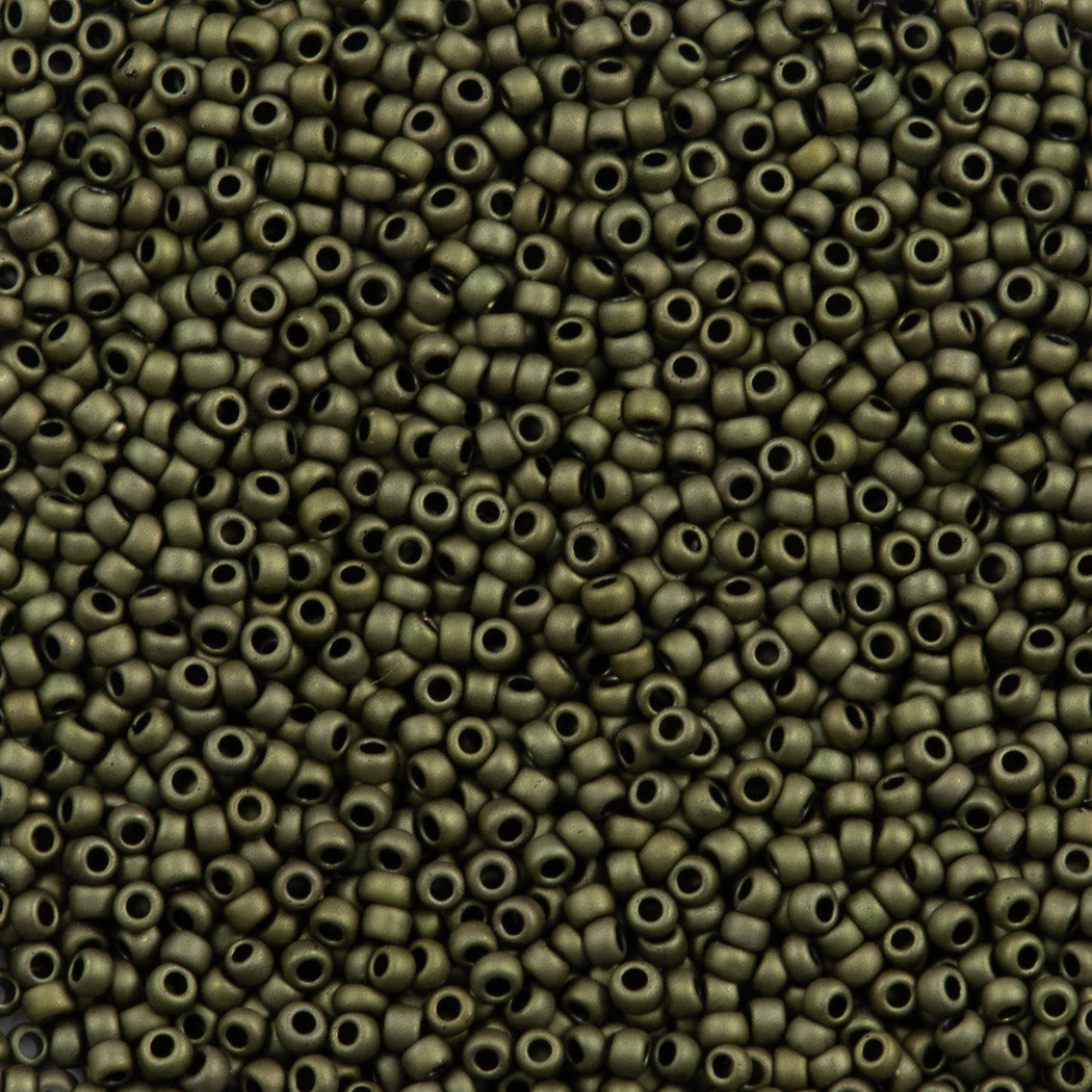 50g Toho Round Seed Beads 11/0 Opaque Matte Olive (617)