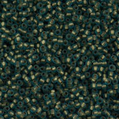 50g Toho Round Seed Bead 8/0 Matte Inside Color Lined Gold Aqua AB (995F)
