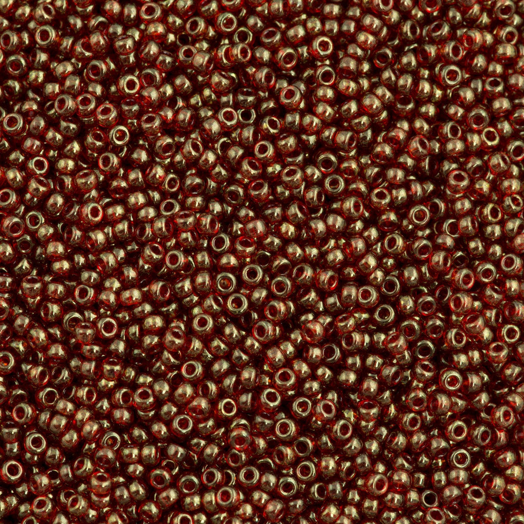 10g Miyuki Round Seed Bead 11/0 Dark Red Gold Luster (309)