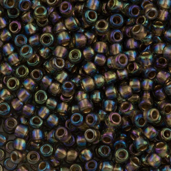 Toho Round Seed Bead 8/0 Inside Color Lined Gold Grey 2.5-inch tube (999)