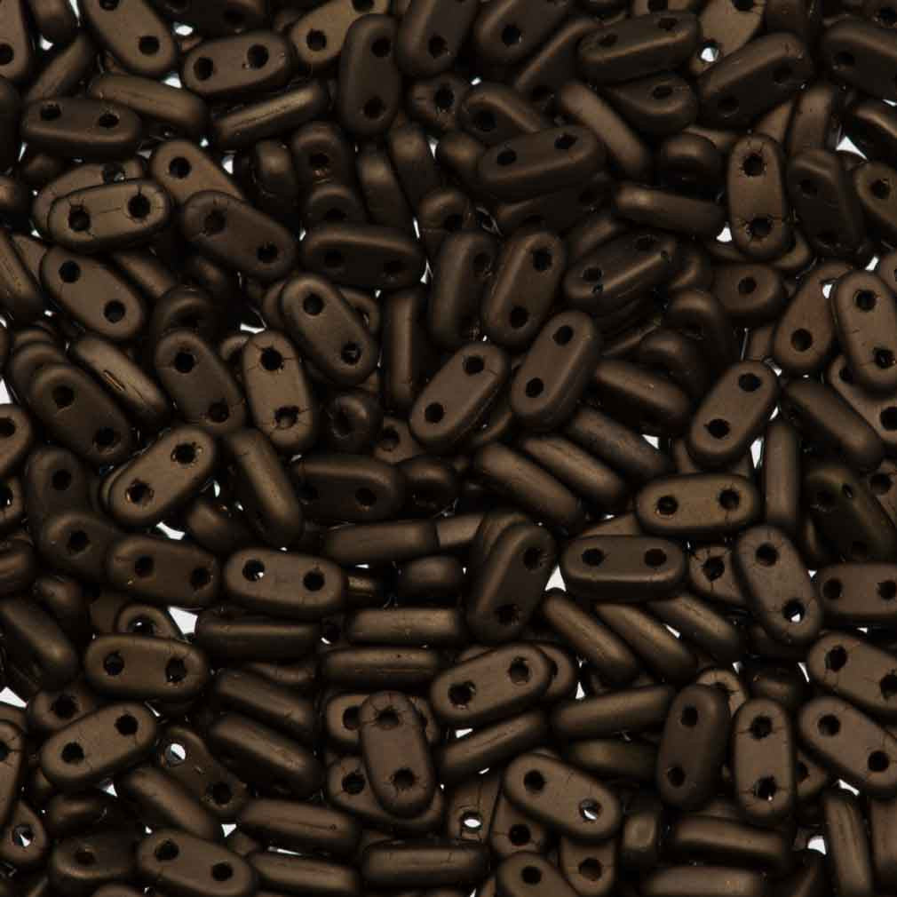 CzechMates 2x6mm Two Hole Bar Matte Dark Bronze Beads 15g (14415M)
