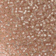Toho Round Seed Bead 8/0 Matte Silver Lined Champagne AB 2.5-inch tube (2031F)